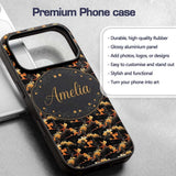Dark Abstract Nature Shapes with Golden Organic Custom Name Protective Phone Case Mobile Cover Durable Everyday Smartphone Shock Resistant