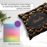 Custom Name Abstract Nature Shapes Golden Organic Forms Seamless Square Filled Cushion Throw Pillow Sofa Bed Home Decor Zip Washable UK Made