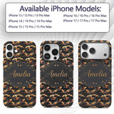 Dark Abstract Nature Shapes with Golden Organic Custom Name Protective Phone Case Mobile Cover Durable Everyday Smartphone Shock Resistant
