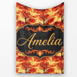 Fiery Forest Landscape with Burning Trees and Flames Seamless  Personalised Custom Name Super Soft Fleece Blanket Bed Sofa Throw