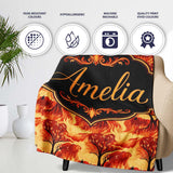 Fiery Forest Landscape with Burning Trees and Flames Seamless  Personalised Custom Name Super Soft Fleece Blanket Bed Sofa Throw