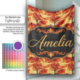 Fiery Forest Landscape with Burning Trees and Flames Seamless  Personalised Custom Name Super Soft Fleece Blanket Bed Sofa Throw