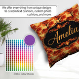 Custom Name Fiery Forest Landscape with Burning Trees and Flames Square Filled Cushion Throw Pillow Sofa Bed Home Decor Zip Washable UK Made