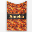 Intense Flame Texture with Abstract Fire Elements Seamless Pattern  Personalised Custom Name Super Soft Fleece Blanket Bed Sofa Throw