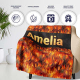 Intense Flame Texture with Abstract Fire Elements Seamless Pattern  Personalised Custom Name Super Soft Fleece Blanket Bed Sofa Throw