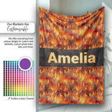 Intense Flame Texture with Abstract Fire Elements Seamless Pattern  Personalised Custom Name Super Soft Fleece Blanket Bed Sofa Throw