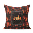 Custom Name Dark Wildfire Forest Glowing Flames Seamless Pattern Square Filled Cushion Throw Pillow Sofa Bed Home Decor Zip Washable UK Made