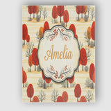 Personalised Name Autumn Woodland Scene Custom  Modern Room Accent Elegant Feature Canvas Wall Art Print Decor Picture Ready to Hang