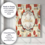 Personalised Name Autumn Woodland Scene Custom  Modern Room Accent Elegant Feature Canvas Wall Art Print Decor Picture Ready to Hang