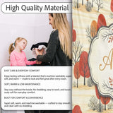 Autumn Woodland Scene with Red Trees and Neutral Hills Seamless  Personalised Custom Name Super Soft Fleece Blanket Bed Sofa Throw