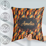 Custom Name Abstract Flowing Flames in Orange and Tones Seamless Square Filled Cushion Throw Pillow Sofa Bed Home Decor Zip Washable UK Made