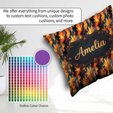 Custom Name Abstract Flowing Flames in Orange and Tones Seamless Square Filled Cushion Throw Pillow Sofa Bed Home Decor Zip Washable UK Made
