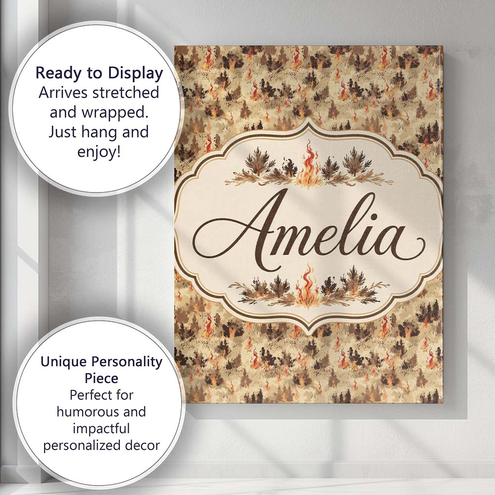 Personalised Name Burnt Earth Texture with Custom  Unique Gift Idea Elegant Feature Canvas Wall Art Print Decor Picture Ready to Hang