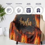 Wildfire Forest Landscape with Intense Burning Trees Seamless  Personalised Custom Name Super Soft Fleece Blanket Bed Sofa Throw
