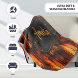 Wildfire Forest Landscape with Intense Burning Trees Seamless  Personalised Custom Name Super Soft Fleece Blanket Bed Sofa Throw