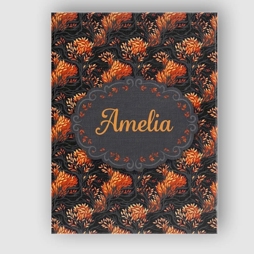 Personalised Name Dark Autumn Leaves with Custom  Unique Gift Idea Elegant Feature Canvas Wall Art Print Decor Picture Ready to Hang