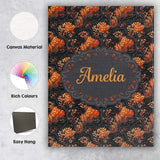 Personalised Name Dark Autumn Leaves with Custom  Unique Gift Idea Elegant Feature Canvas Wall Art Print Decor Picture Ready to Hang