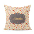 Custom Name Small Autumn Floral Pattern in Warm Red Orange Tones Square Filled Cushion Throw Pillow Sofa Bed Home Decor Zip Washable UK Made