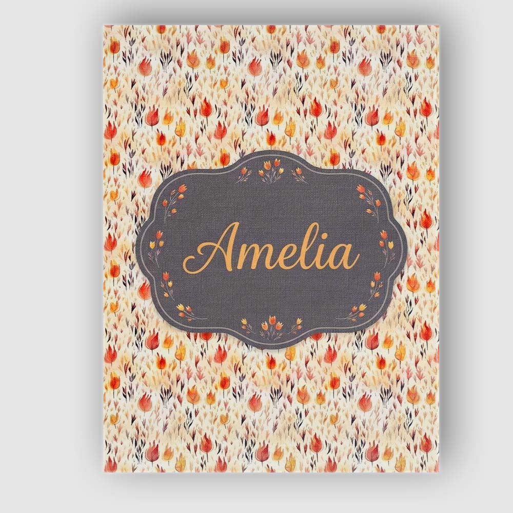 Personalised Name Small Autumn Floral Custom Modern Room Accent Creative Decorator Style Canvas Wall Art Print Decor Picture Ready to Hang
