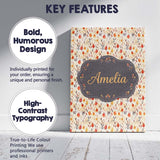 Personalised Name Small Autumn Floral Custom Modern Room Accent Creative Decorator Style Canvas Wall Art Print Decor Picture Ready to Hang
