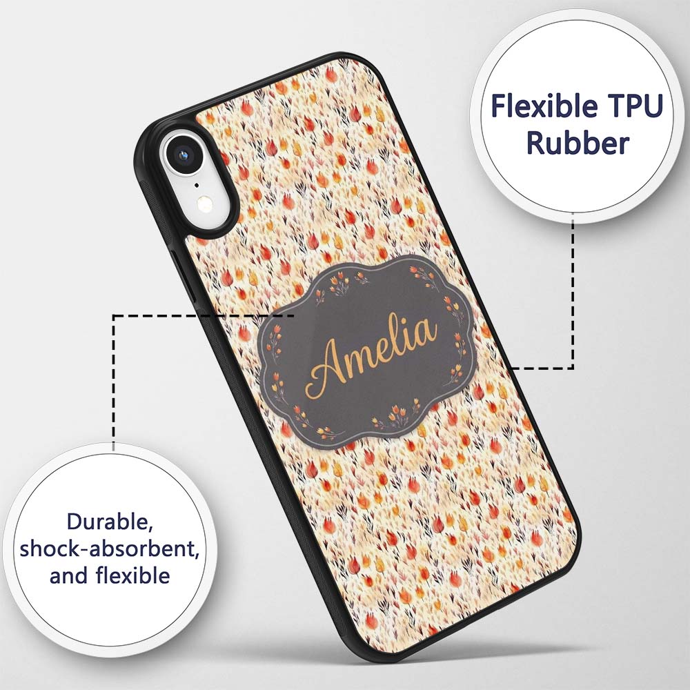 Small Autumn Floral Pattern in Printed Design Custom Name Protective Phone Case Mobile Cover Durable Everyday Smartphone Shock Resistant