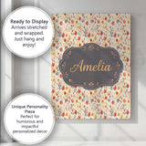 Personalised Name Small Autumn Floral Custom Modern Room Accent Creative Decorator Style Canvas Wall Art Print Decor Picture Ready to Hang