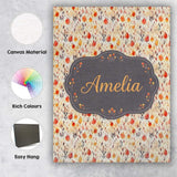 Personalised Name Small Autumn Floral Custom Modern Room Accent Creative Decorator Style Canvas Wall Art Print Decor Picture Ready to Hang