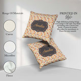 Custom Name Small Autumn Floral Pattern in Warm Red Orange Tones Square Filled Cushion Throw Pillow Sofa Bed Home Decor Zip Washable UK Made