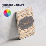 Personalised Name Small Autumn Floral Custom Modern Room Accent Creative Decorator Style Canvas Wall Art Print Decor Picture Ready to Hang