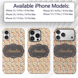 Small Autumn Floral Pattern in Printed Design Custom Name Protective Phone Case Mobile Cover Durable Everyday Smartphone Shock Resistant