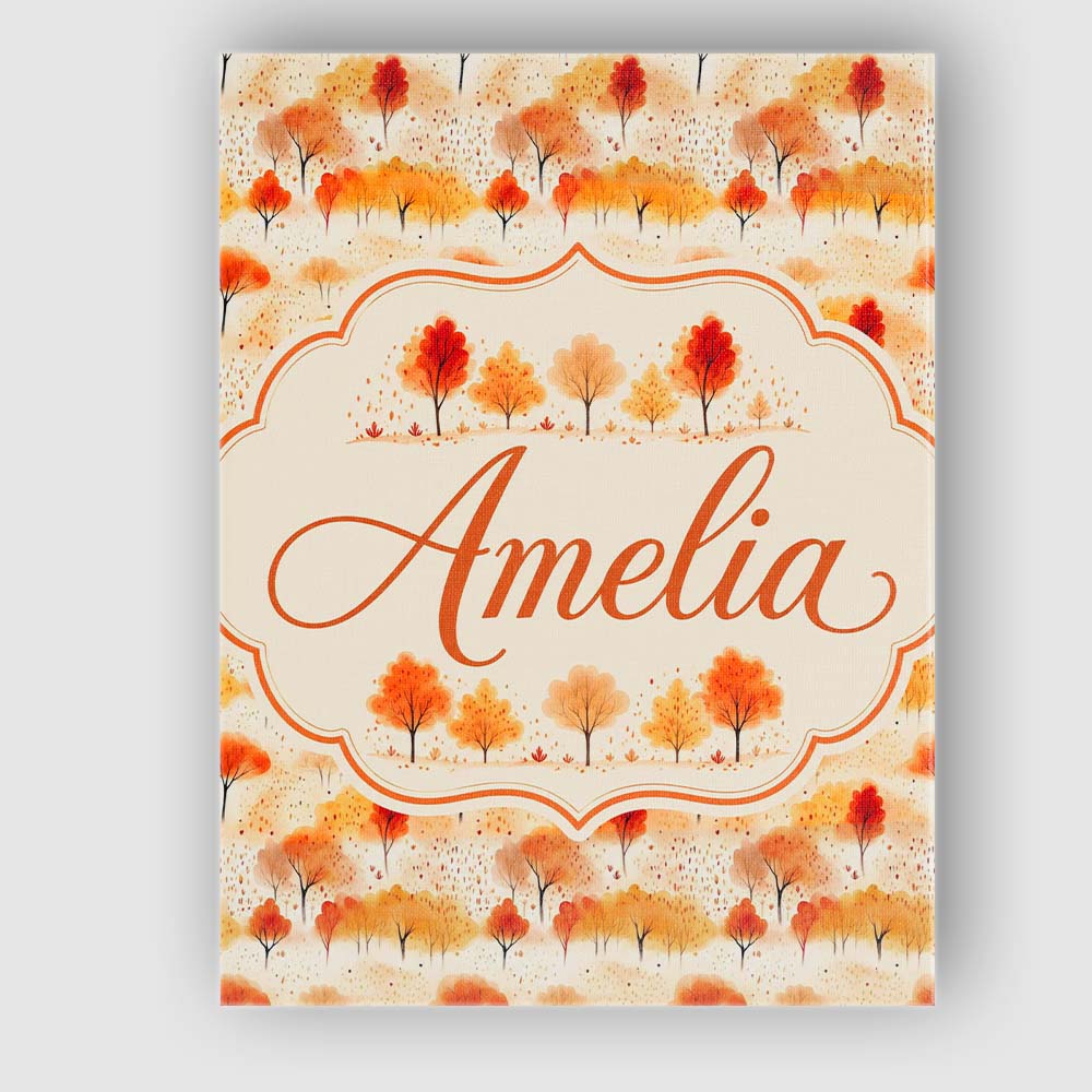 Personalised Name Soft Autumn Trees in Custom  Modern Room Accent Elegant Feature Canvas Wall Art Print Decor Picture Ready to Hang