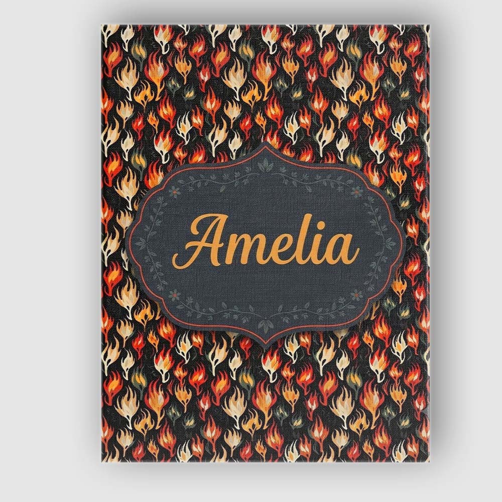 Personalised Name Stylised Flame Leaves on Custom  Unique Gift Idea Elegant Feature Canvas Wall Art Print Decor Picture Ready to Hang