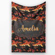 Dark Burning Forest Scene with Dramatic Fire Glow Seamless Pattern  Personalised Custom Name Super Soft Fleece Blanket Bed Sofa Throw