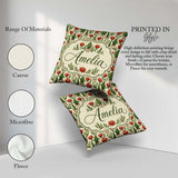 Custom Name Blooming Red Flower Cactus Garden Botanical Seamless Square Filled Cushion Throw Pillow Sofa Bed Home Decor Zip Washable UK Made
