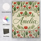Personalised Name Blooming Red Flower Custom Modern Room Accent Creative Decorator Style Canvas Wall Art Print Decor Picture Ready to Hang