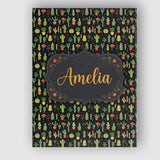 Personalised Name Cute Cartoon Cactus Custom Modern Room Accent Creative Decorator Style Canvas Wall Art Print Decor Picture Ready to Hang
