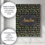 Personalised Name Cute Cartoon Cactus Custom Modern Room Accent Creative Decorator Style Canvas Wall Art Print Decor Picture Ready to Hang