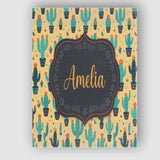 Personalised Name Stylised Green Cactus Custom  Modern Room Accent Elegant Feature Canvas Wall Art Print Decor Picture Ready to Hang