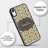 Whimsical Mixed Cactus and Succulent Illustration Custom Name Protective Phone Case Mobile Cover Durable Everyday Smartphone Shock Resistant