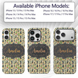 Whimsical Mixed Cactus and Succulent Illustration Custom Name Protective Phone Case Mobile Cover Durable Everyday Smartphone Shock Resistant