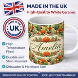 Personalized Custom Name Detailed Botanical Cactus Variety Garden Seamless Pattern Custom 11oz Ceramic Coffee Tea Mug White Large Handle