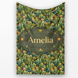 Dense Green Cactus Jungle with Small Flowers Seamless Pattern Name  Personalised Custom Name Super Soft Fleece Blanket Bed Sofa Throw