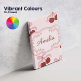 Personalised Name Cherry Bow Ribbon Cute Minimal Soft Blush Background Custom Decorative Canvas Wall Art Print Decor Picture Ready to Hang