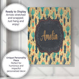 Personalised Name Cute Desert Cactus and Custom  Unique Gift Idea Elegant Feature Canvas Wall Art Print Decor Picture Ready to Hang