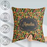 Custom Name Vibrant Blooming Cactus Garden with Flowers Seamless Square Filled Cushion Throw Pillow Sofa Bed Home Decor Zip Washable UK Made
