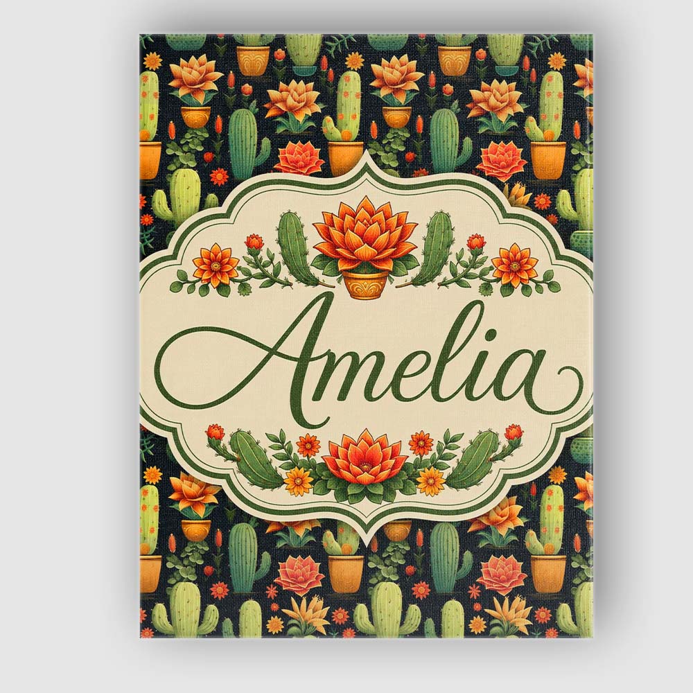 Personalised Name Stylish Decorative Cactus Custom  Bespoke Interior Contemporary Canvas Wall Art Print Decor Picture Ready to Hang
