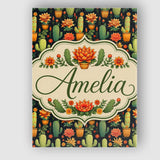 Personalised Name Stylish Decorative Cactus Custom  Bespoke Interior Contemporary Canvas Wall Art Print Decor Picture Ready to Hang