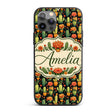 Stylish Decorative Cactus and Floral Pots on Dark Custom Name Protective Phone Case Mobile Cover Durable Everyday Smartphone Shock Resistant