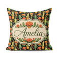 Custom Name Decorative Cactus and Pots on Dark Seamless Pattern Square Filled Cushion Throw Pillow Sofa Bed Home Decor Zip Washable UK Made