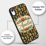 Stylish Decorative Cactus and Floral Pots on Dark Custom Name Protective Phone Case Mobile Cover Durable Everyday Smartphone Shock Resistant